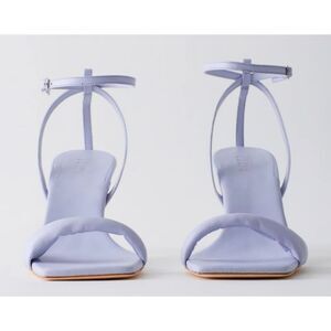 Tibi Hugh Nappa Leather Sandal 40 Lavender Purple Padded Strap Square Toe Heel